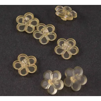 Knoflík Dětský knoflík - žlutá kytička - transparentní - průměr 1,3 cm