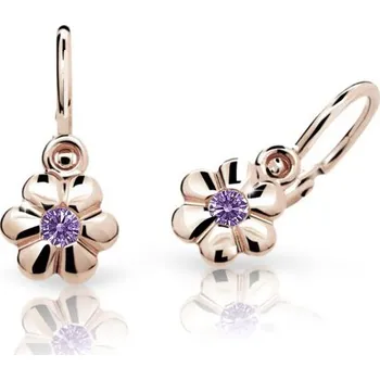 Náušnice Cutie Jewellery Zlaté dětské náušnice C1736R-Fialová