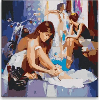 Malování podle čísel - Baletní zákulisí - 40x40 cm, bez dřevěného rámu - CZ výroba