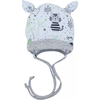 Kojenecká čepice modrá bavlněná čepička se zvířátky