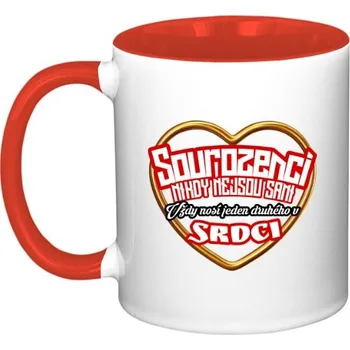 Hrnek malý barevný s potiskem Srdce a sourozenci