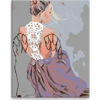 Malování podle čísel - Dívka s křídly - 40x50 cm, bez dřevěného rámu - CZ výroba