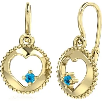 Náušnice Couple, Srdíčkové dětské náušnice Orin, žluté zlato s barevnými zirkony, 585-66-3-0682.0Z00.0.00.212.14