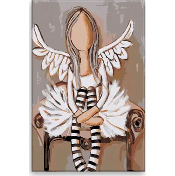 Dětské zboží Malování podle čísel - Anděl s pruhovanými podkolenkami - 40x60 cm, bez dřevěného rámu - CZ výroba