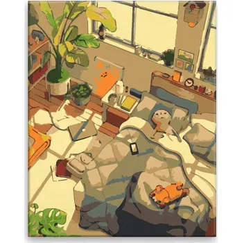 Malování podle čísel - Odpolední odpočinek - 40x50 cm, bez dřevěného rámu - CZ výroba