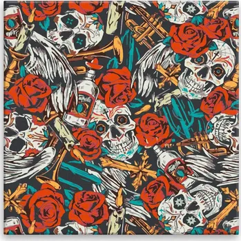 Dětské zboží Malování podle čísel - Lebky v růžích - 40x40 cm, bez dřevěného rámu - CZ výroba