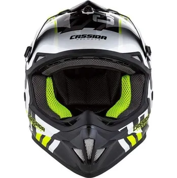Auto-moto Cassida Cross Cup Sonic černá bílá žlutá fluo krossová helma M