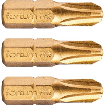 Bit Fortum hrot křížový phillips, sada 3ks, PH 3x25mm,titan. úprava, S2, FORTUM-KITO 4741273