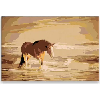 Dětské zboží Malování podle čísel - Hřebec na pláži - 60x40 cm, bez dřevěného rámu - CZ výroba