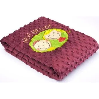 Dětská deka Sensillo Dětská oboustranná deka minky Hey Hello 75x100 cm vínová