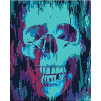 Malování podle čísel - Modrá lebka - 40x50 cm, bez dřevěného rámu - CZ výroba