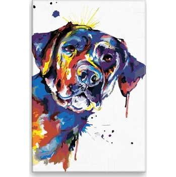 Dětské zboží Malování podle čísel - Pestrobarevný labrador - 40x60 cm, bez dřevěného rámu - CZ výroba