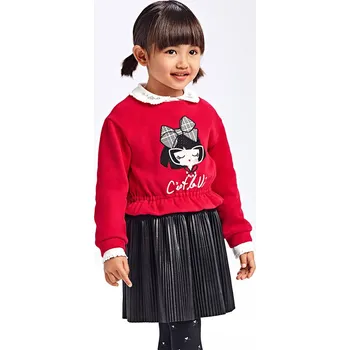 Dívčí oblečení Dívčí šaty s koženkovou sukní a mikinou Mayoral 4921 Velikost: 3 roky (98 cm)