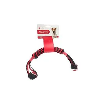 Pro psa Flamingo hračka pro psa pružné přetahovadlo 55 cm s tenisákama červená/černá