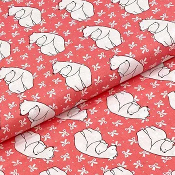 Bavlněné plátno P0632 růžové, lední medvědi, š.140