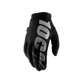 Moto oblečení Mx Rukavice 100% Brisker Glove Black Grey, Velikost S