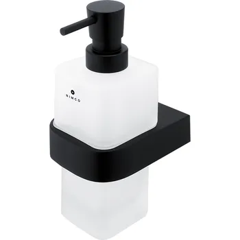 Dávkovač mýdla Nástěnný dávkovač tekutého mýdla matné sklo a černý kov, pumpa mosaz NIMCO NIKAU černá NKC 30031H-T-90 Nimco
