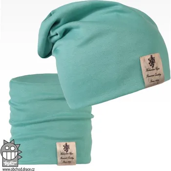 Nákrčník Bavlněná čepice a nákrčník Dráče - Pastels Double 28, mentolová tmavá Barva: Mentolová, Velikost: 48-50