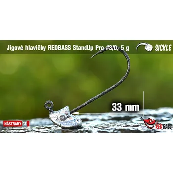 Rybářský háček Neváznoucí jigová hlavička REDBASS StandUp Pro Sickle #3/0 - 33 mm - 5 g, 5 ks
