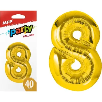 Balónek Balónek č. 8 nafukovací fóliový 40 cm - zlatý