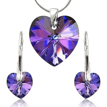 Souprava šperků Swarovski Elements Srdce Heliotrope LSW007S