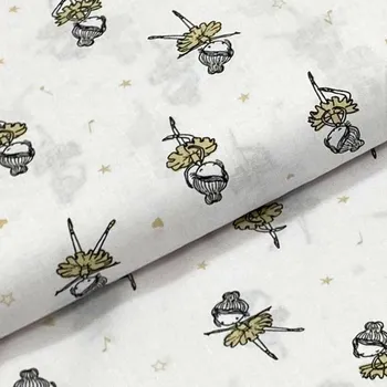 Bavlněné plátno P0654 bílé, béžové baletky, š.140