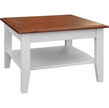 Konferenční stolek KATMANDU Malý konferenční stolek Belluno Elegante, bílá, ořech, masiv, rozměr 48x70x70cm