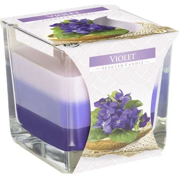 Svíčka Svíčka vonná trojbarevná - sklo, fialky