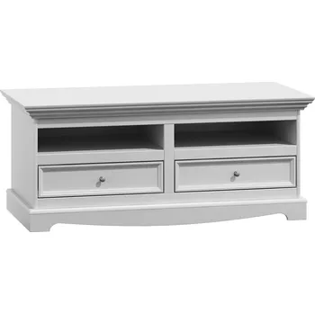 Komoda KATMANDU Dřevěná TV komoda Belluno Elegante, bílá, masiv, borovice, rozměr 53x111x53cm