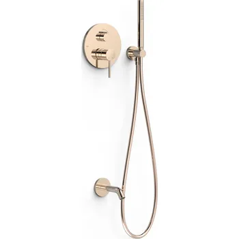 Sprchový set Tres Study Exclusive Podomítkový sprchový set Rapid-Box s uzávěrem a regulací průtoku, růžové zlato, 26228006OP