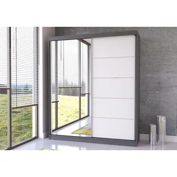 Šatní skříň Eoshop Šatní skříň Ella 03, Grafit / Bílá se zrcadlem
