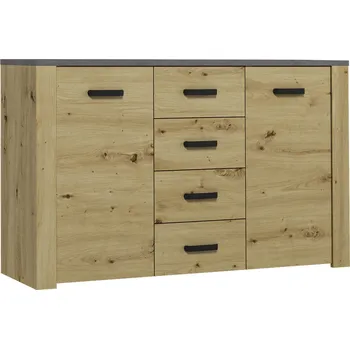 Komoda Eoshop Komoda LX S4D2K, dub artisan / šedá, lamino