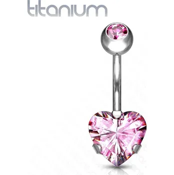 Piercing Piercing do pupíku srdce - TITAN (růžová)