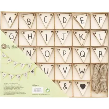 Hobby Flora Girlanda z dřevěných vlajek - abeceda