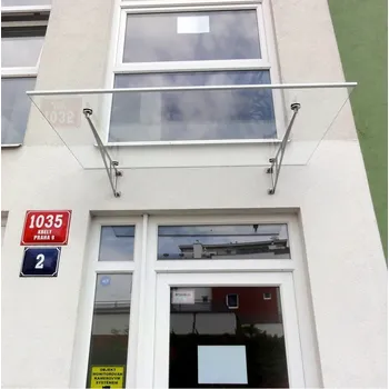 Stříška nad vchodové dveře Maxi skleněná stříška s rameny 160 cm čiré sklo 10mm ESG