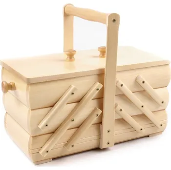 Organizér galanterie košík - kazeta na šicí potřeby rozkládací,střední,přírodní