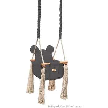 Dětská houpačka dětská dřevěná závěsná houpačka, polstrovaná Velvet Swing dark gray babysteps