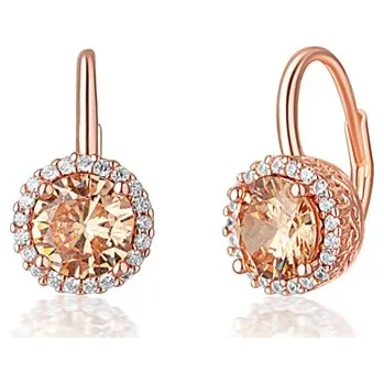 Náušnice Stříbrné náušnice pozlacené růžovým zlatem se zirkony STNAU0973F