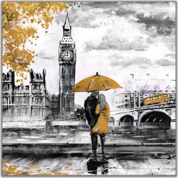 Malvis ® Obraz londýnská procházka žlutá Velikost (šířka x výška): čtverec - 50x50 cm