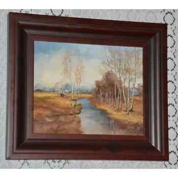 Obraz Starý obraz - U potoka - olej na plátně