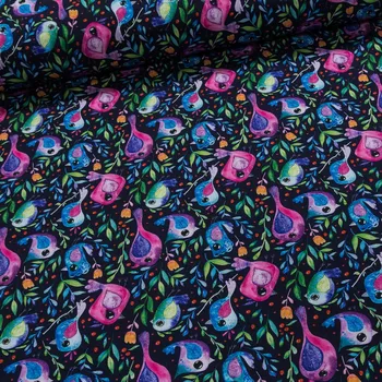 Novatex Softshell zimní dětský 62552177 ptáčci na tmavě modré 1,45/1 m