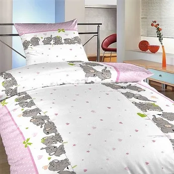 Povlečení Dadka Sloni růžoví 140 x 200, 70 x 90 cm zipový uzávěr