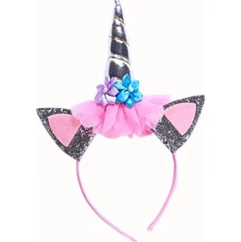 Čelenka Unicorn (Jednorožci) Dětské čelenky s motivem Unicorn Barva: Stříbrná