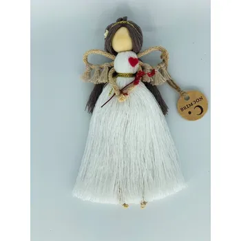 Svatební dekorace BRIMOON Andílek macramé bílý se srdíčkem v. 18 cm