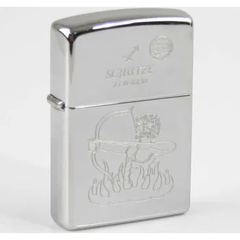 Zapalovač ZIPPO chrom poliert Schütze Ha in kleiner Holzbox