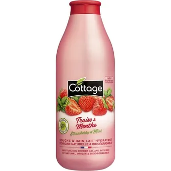 Koupelová kosmetika Cottage Moisturizing Shower Gel & Bath Milk - Strawberry & Mint sprchový gel a mléko do koupele 97% přírodní 750 ml