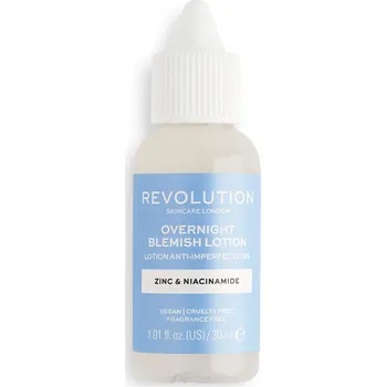 Léčba akné Revolution Skincare Overnight Blemish Lotion Zinc & Niacinamide noční péče pro lokální ošetření podkožního akné 30 ml