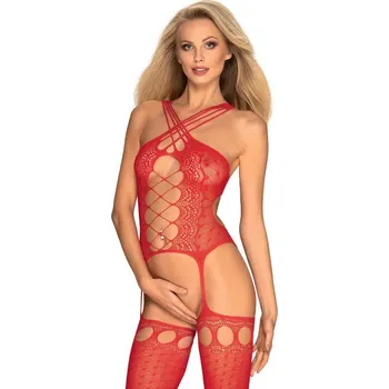 Dámské erotické body Svůdné body G313 bodystocking red - Obsessive červená S/M/L