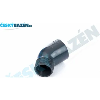 Vagnerpool PVC tvarovka - Úhel 45° lepení x závit ext.: Úhel 45° 63 x 2“ ext.