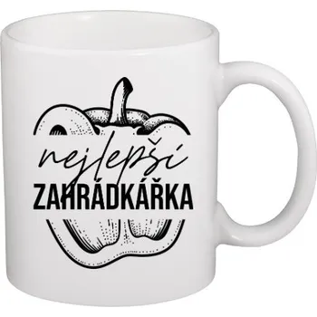 Hrnek malý bílý s potiskem Zahrádkářka